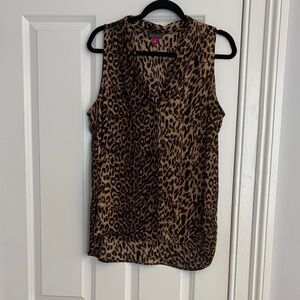 Vince Camuto Brown Leopard Print Blouse